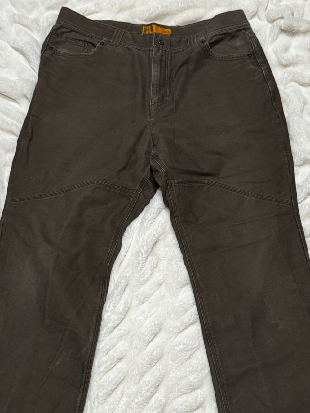 Under Armour Pants Mens 38x32 Jeans Brown Canvas Double Knee Heavy Workwear